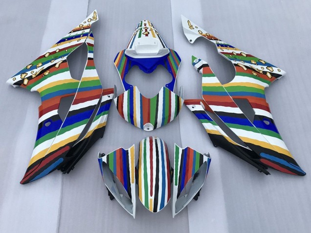 Carénages Moto Yamaha YZF R6 2008-2016 - Blanc Bleu Vert Jaune Rouge Arc-en-ciel Bande
