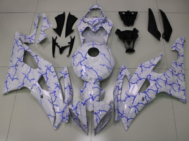 Carénages Moto Yamaha YZF R6 2008-2016 - Blanc Bleu Lightning