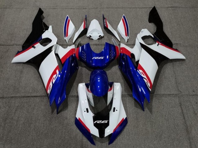 Carénage Moto Yamaha YZF R6 2017-2023 - Blanc Rouge Bleu Noir