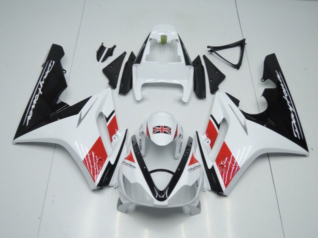 Carénages Moto Triumph Daytona 675 Triple 2006-2008 - Blanc Rouge Noir Brillant