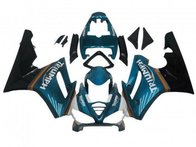 Carénages Moto Triumph Daytona 675 Triple 2009-2012 - Bleu Sarcelle Noir Brillant