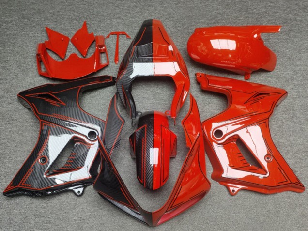 Carénages Moto Suzuki SV650 2003-2013 - Rouge Brillant Fibre de Carbone