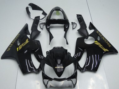 Carénages Moto Honda CBR600 F4i 2001-2003 - Noir Brillant Or Décalque