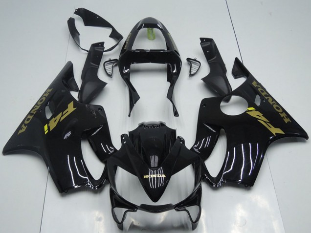 Carénages Moto Honda CBR600 F4i 2001-2003 - Noir Brillant Or Décalque