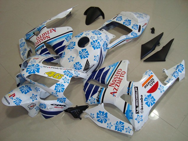 Carénages Moto Honda CBR600RR 2003-2004 - Blanc Bleu Rouge Nastro Azzurro