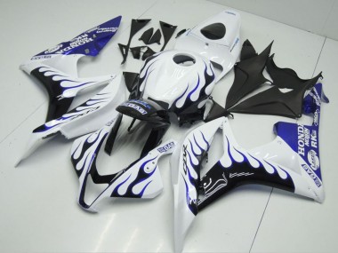 Carénages Moto Honda CBR600RR 2007-2008 - Blanc Bleu Noir Brillant Flamme