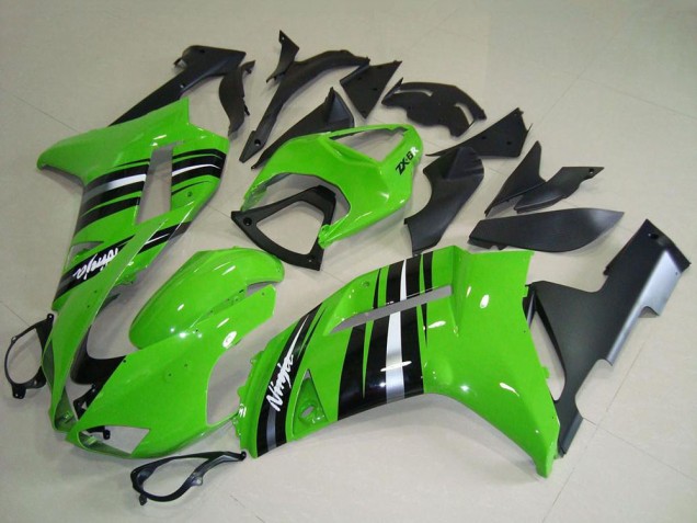 Carénages Moto Kawasaki ZX6R 2007-2008 - Vert Argent Bande