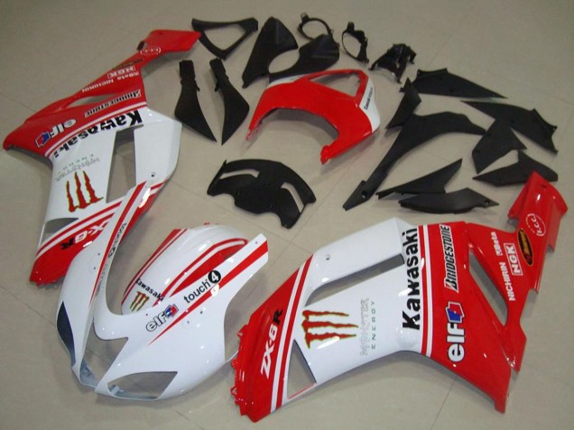 Carénages Moto Kawasaki ZX6R 2007-2008 - Rouge Blanc