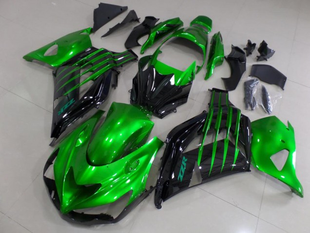 Carénages Moto Kawasaki ZX14R ZZR1400 2012-2024 - Vert Noir Brillant