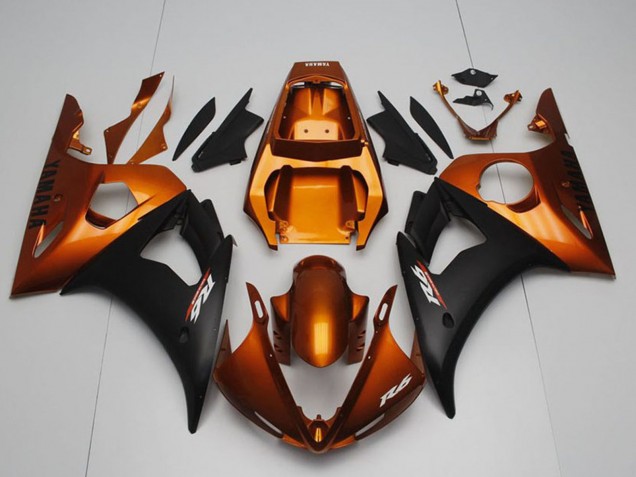 Carénages Moto Yamaha YZF R6 2003-2004 - Orange Noir Mat