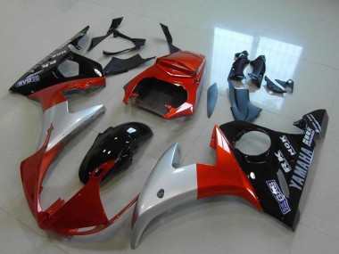 Carénages Moto Yamaha YZF R6 2003-2004 - Rouge Argent Noir Brillant