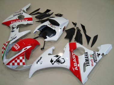 Carénages Moto Yamaha YZF R6 2003-2004 - Blanc Rouge Abarth Motul