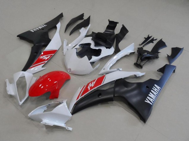 Kits Carénage Moto Yamaha YZF R6 2008-2016 - Blanc Rouge Noir Mat