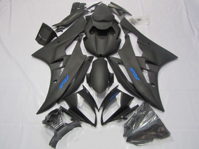 Carénages Moto Yamaha YZF R6 2006-2007 - Noir Mat Bleu Décalque