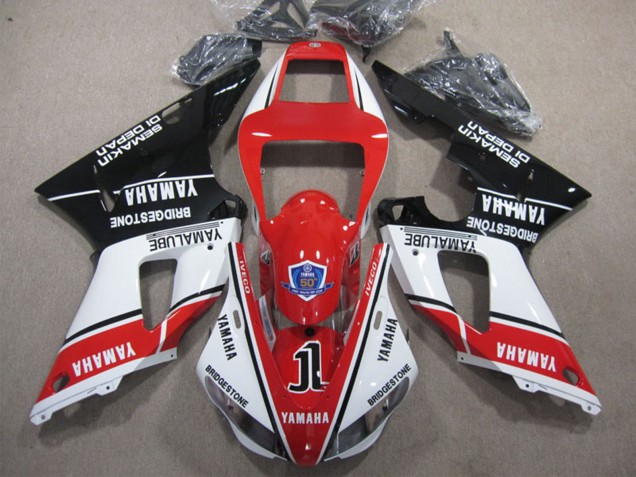Carénages Moto Yamaha YZF R1 2009-2011 - Blanc Rouge Noir Bridgestone Yamalube Semakin Didepan