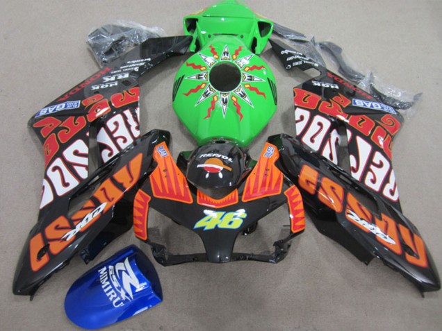 Carénages Moto Honda CBR1000RR 2004-2005 - Orange Vert Rossi Noir Brillant Repsol Rossi 46