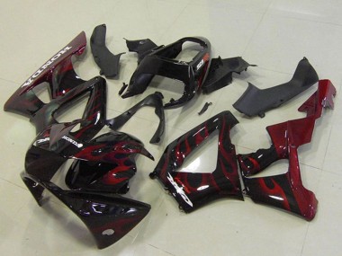 Carénages Moto Honda CBR900RR 929 2000-2001 - Noir Brillant Rouge Flamme
