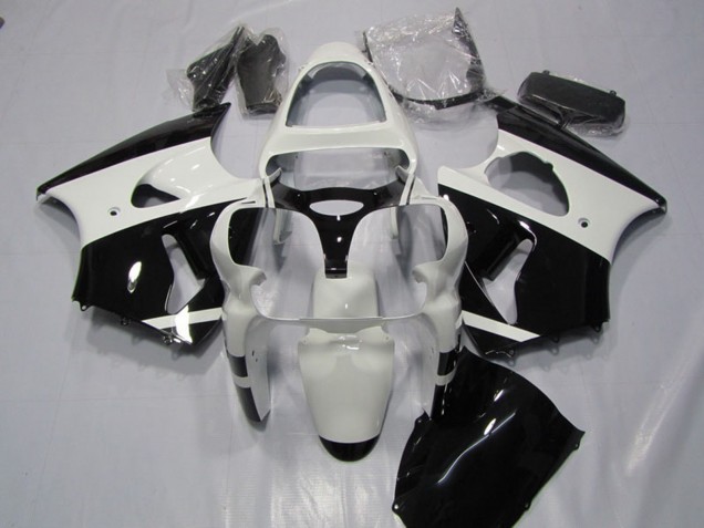Carénages Moto Kawasaki ZX6R 2000-2002 - Blanc Noir Brillant