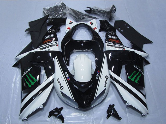 Carénages Moto Kawasaki ZX10R 2006-2007 - Blanc Noir Brillant Vert Elf Touch4 Monstre