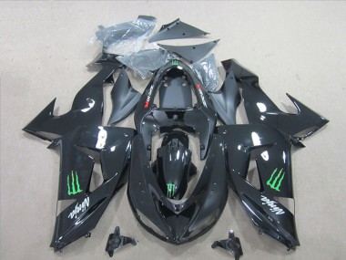 Carénages Moto Kawasaki ZX10R 2006-2007 - Noir Brillant Vert Monstre