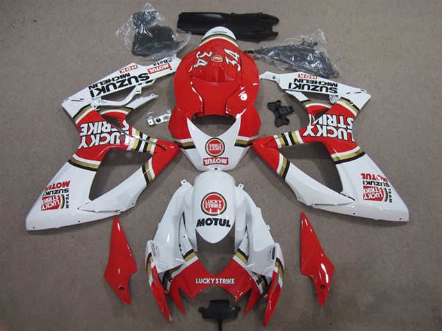 Carénages Moto Suzuki GSXR 600 2006-2007 - Blanc Rouge Lucky Strike Motul