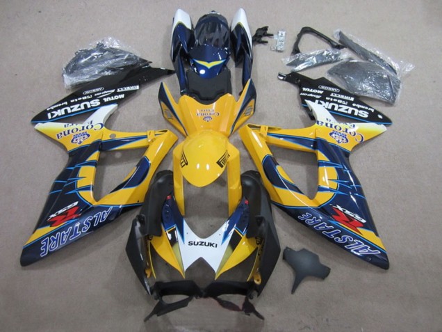 Carénages Moto Suzuki GSXR 600 2008-2010 - Blanc Jaune Bleu Alstare Corona Extra