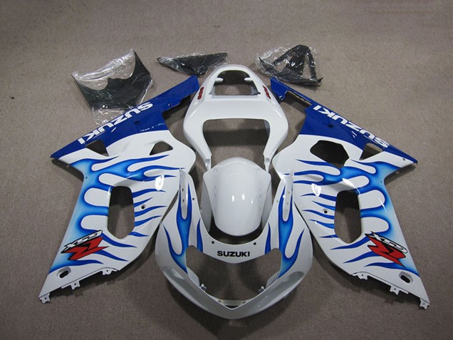 Carénages Moto Suzuki GSXR 750 2001-2003 - Blanc Bleu Flamme