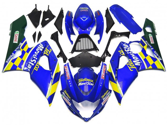 Movistar Chèque Bleu & Jaune 2005-2006 Suzuki GSXR 1000 Carénage Moto Movistar Chèque Bleu & Jaune 2005-2006 Suzuki GSXR 1000 Carénage Moto