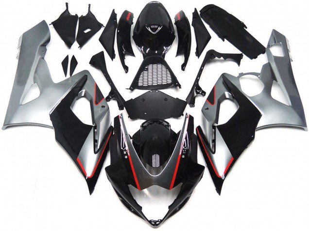 Noir & Argent Brillant Avec Rouge 2005-2006 Suzuki GSXR 1000 Carénage Moto Noir & Argent Brillant Avec Rouge 2005-2006 Suzuki GSXR 1000 Carénage Moto
