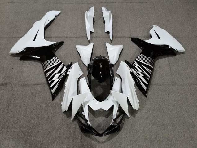 Noir Blanc & Argent 2011-2024 Suzuki GSXR 600-750 Carénage Moto Noir Blanc & Argent 2011-2024 Suzuki GSXR 600-750 Carénage Moto