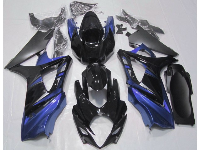 Noir Brillant & Bleu 2007-2008 Suzuki GSXR 1000 Carénage Moto Noir Brillant & Bleu 2007-2008 Suzuki GSXR 1000 Carénage Moto