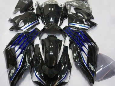 Noir Brillant & Bleu 2012-2021 Kawasaki ZX14R Carénage Moto