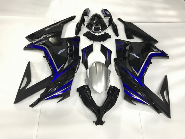 Noir Brillant & Bleu 2013-2018 Kawasaki Ninja 300 Carénage Moto Noir Brillant & Bleu 2013-2018 Kawasaki Ninja 300 Carénage Moto