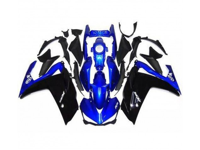 Noir Brillant & Bleu 2015-2018 Yamaha R3 Carénage Moto Noir Brillant & Bleu 2015-2018 Yamaha R3 Carénage Moto