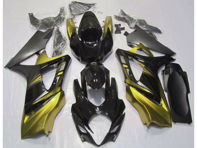 Noir Brillant & Jaune 2007-2008 Suzuki GSXR 1000 Carénage Moto Noir Brillant & Jaune 2007-2008 Suzuki GSXR 1000 Carénage Moto