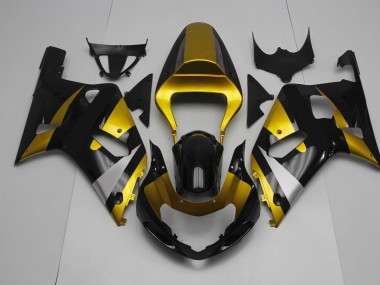 Noir Brillant & Or 2001-2003 Suzuki GSXR 600-750 Carénage Moto
