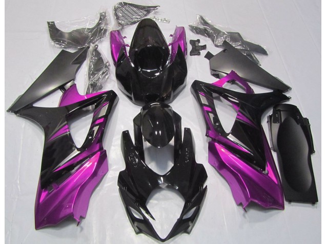 Noir Brillant & Rose 2007-2008 Suzuki GSXR 1000 Carénage Moto Noir Brillant & Rose 2007-2008 Suzuki GSXR 1000 Carénage Moto