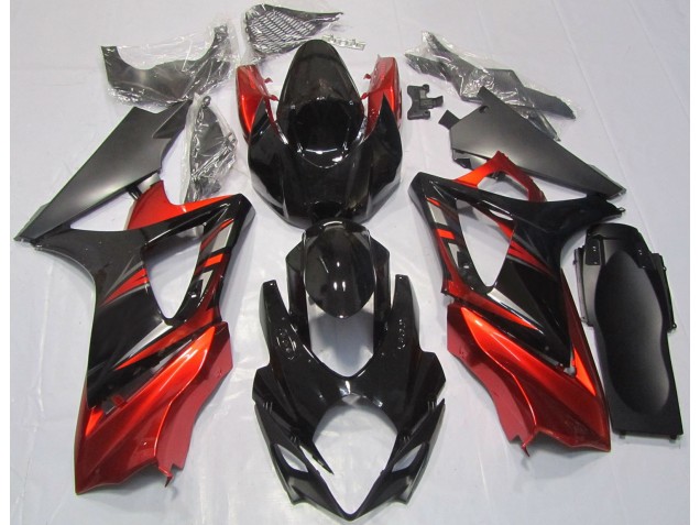 Noir Brillant & Rouge 2007-2008 Suzuki GSXR 1000 Carénage Moto Noir Brillant & Rouge 2007-2008 Suzuki GSXR 1000 Carénage Moto