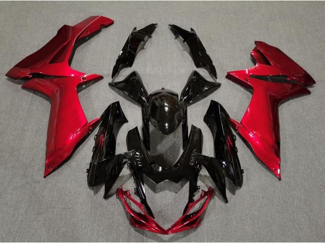 Noir Brillant & Rouge Lave 2011-2024 Suzuki GSXR 600-750 Carénage Moto Noir Brillant & Rouge Lave 2011-2024 Suzuki GSXR 600-750 Carénage Moto