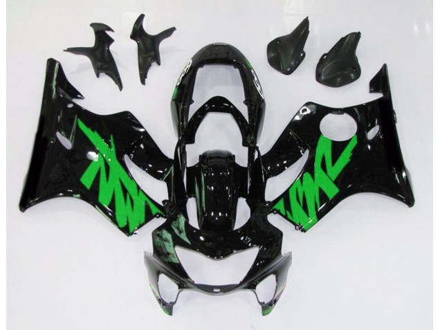 Noir Brillant & Vert 1999-2000 Honda CBR600 F4 Carénage Moto Noir Brillant & Vert 1999-2000 Honda CBR600 F4 Carénage Moto