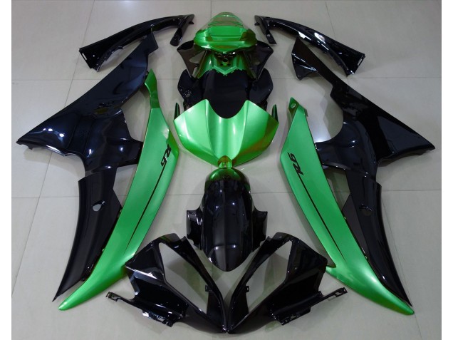 Noir Brillant & Vert Clair 2008-2016 Yamaha R6 Carénage Moto Noir Brillant & Vert Clair 2008-2016 Yamaha R6 Carénage Moto