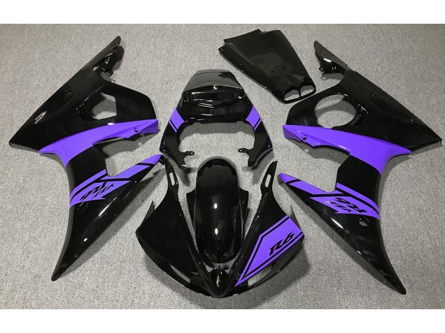 Noir Brillant & Violet 2003-2004 Yamaha R6 Carénage Moto Noir Brillant & Violet 2003-2004 Yamaha R6 Carénage Moto