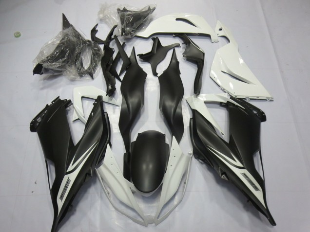Noir Mat Blanc 2013-2018 Kawasaki ZX6R Carénage Moto Noir Mat Blanc 2013-2018 Kawasaki ZX6R Carénage Moto