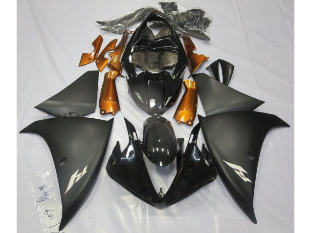 Noir Mat & Orange 2009-2011 Yamaha R1 Carénage Moto