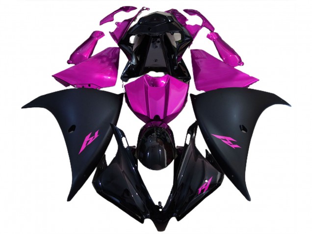 Noir Mat & Rose 2012-2014 Yamaha R1 Carénage Moto