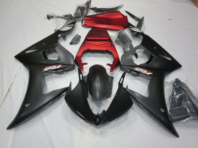 Noir Mat & Rouge 2003-2004 Yamaha R6 Carénage Moto Noir Mat & Rouge 2003-2004 Yamaha R6 Carénage Moto
