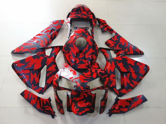 Noir Mat & Rouge Camo 2003-2004 Honda CBR600RR Carénage Moto Noir Mat & Rouge Camo 2003-2004 Honda CBR600RR Carénage Moto