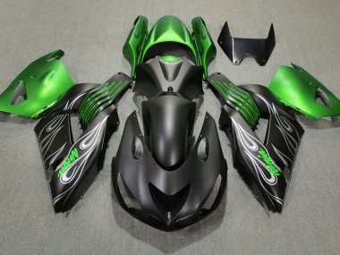 Noir Mat & Vert 2006-2011 Kawasaki ZX14R Carénage Moto