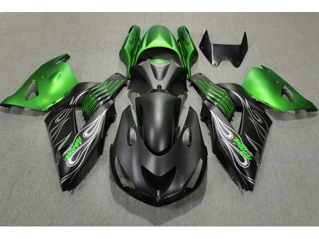 Noir Mat & Vert 2006-2011 Kawasaki ZX14R Carénage Moto Noir Mat & Vert 2006-2011 Kawasaki ZX14R Carénage Moto