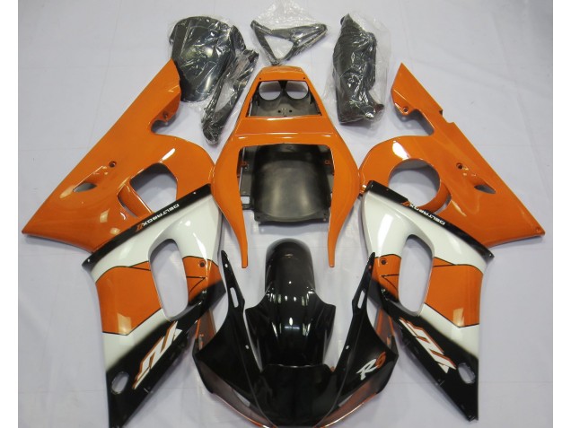 Orange Blanc & Noir 1998-2002 Yamaha R6 Carénage Moto Orange Blanc & Noir 1998-2002 Yamaha R6 Carénage Moto